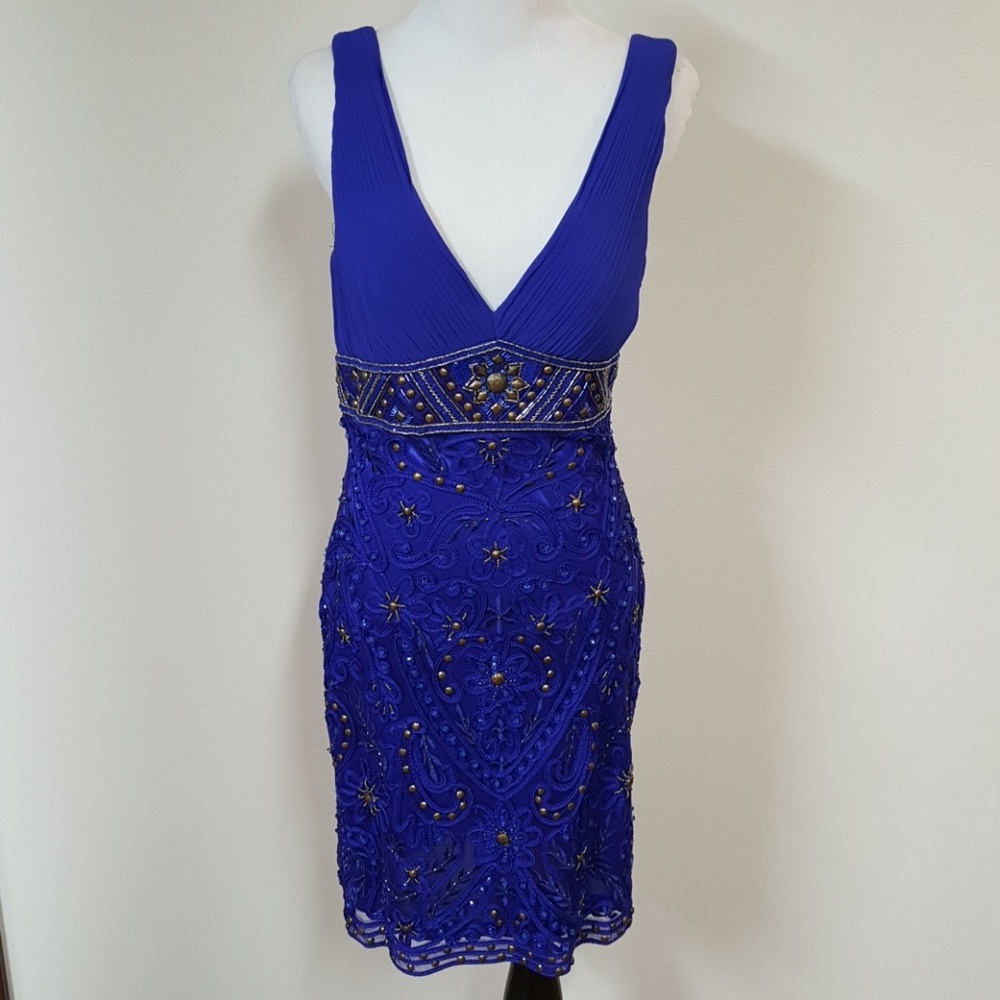 Sue Wong royal blue cocktail dress